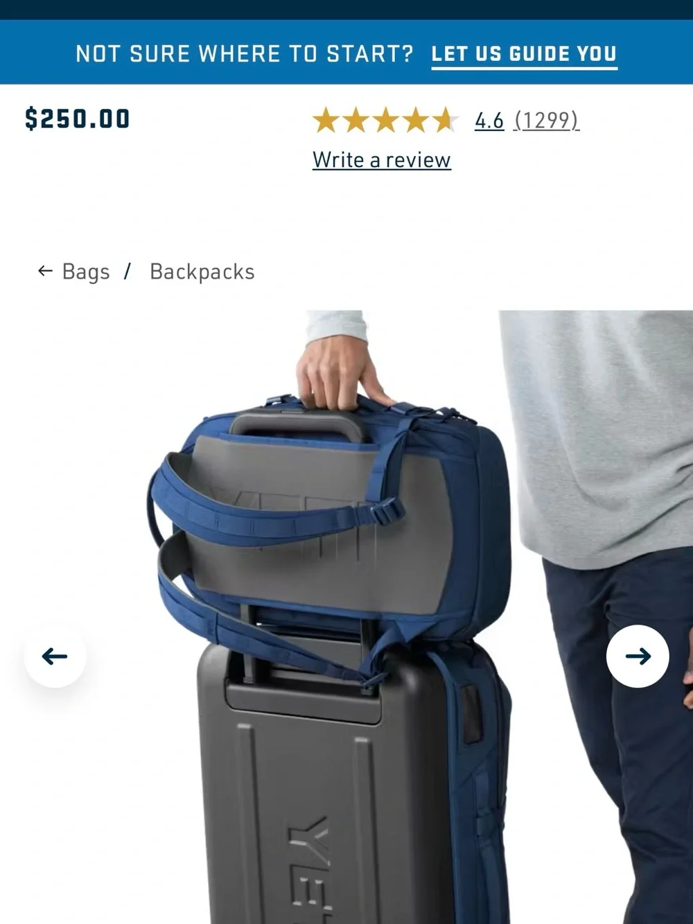 YETI Crossroads 35L Backpack in Blue NWOT